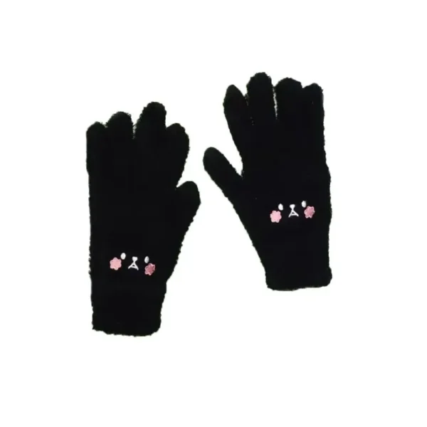 Luvas de pelúcia de inverno para meninas, luvas quentes de dedo, bordado, blush, urso, luvas de lã, luvas frias para ciclismo ao ar livre - Image 7