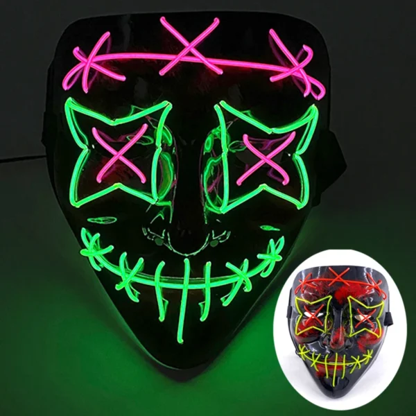 Máscara de purga luminosa LED assustadora sem fio Máscara de purga de horror de carnaval Máscara de festa de cosplay com iluminação neon Suprimentos para fantasias de festival - Image 19