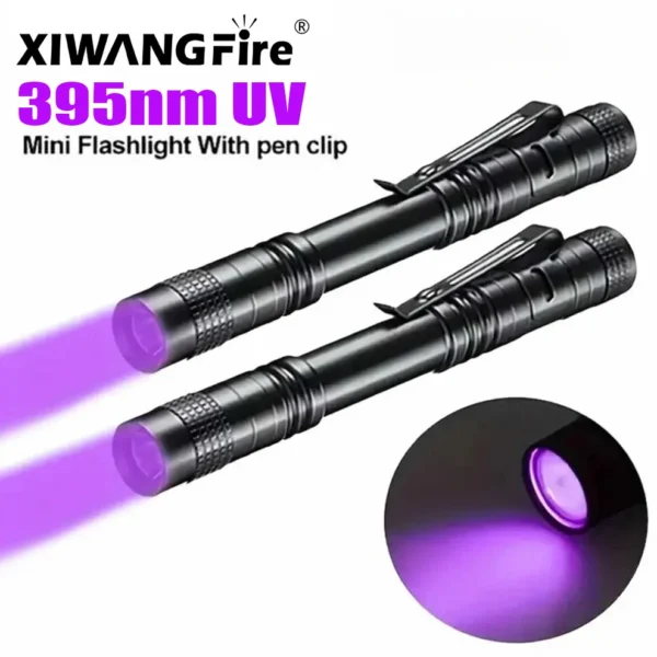 Lanterna UV 365nm Ultravioleta Tocha Com Caneta Clipe Portátil Pilhas AAA Usadas Luz Violeta Detector de Escorpião de Urina