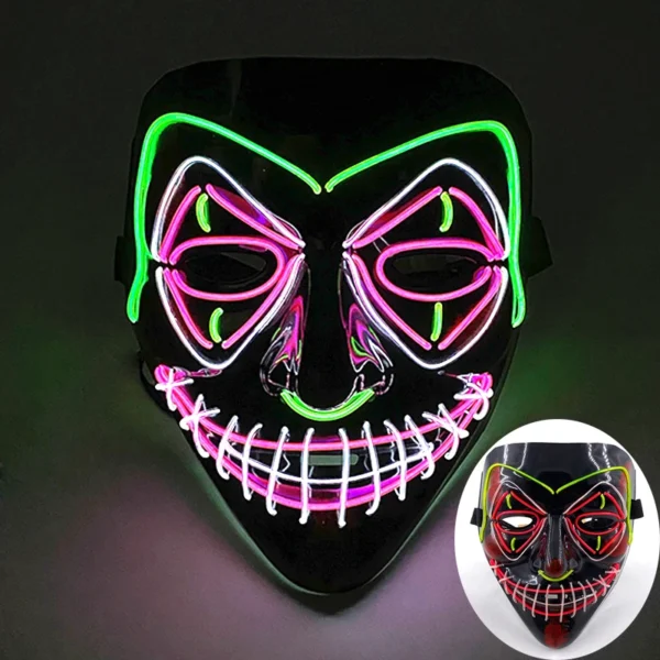 Máscara de purga luminosa LED assustadora sem fio Máscara de purga de horror de carnaval Máscara de festa de cosplay com iluminação neon Suprimentos para fantasias de festival - Image 30