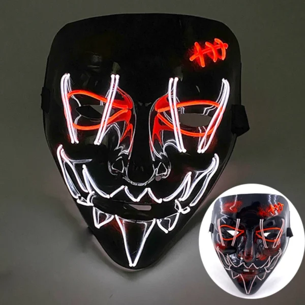 Máscara de purga luminosa LED assustadora sem fio Máscara de purga de horror de carnaval Máscara de festa de cosplay com iluminação neon Suprimentos para fantasias de festival - Image 21