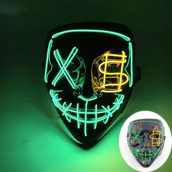 Máscara de purga luminosa LED assustadora sem fio Máscara de purga de horror de carnaval Máscara de festa de cosplay com iluminação neon Suprimentos para fantasias de festival - Image 17