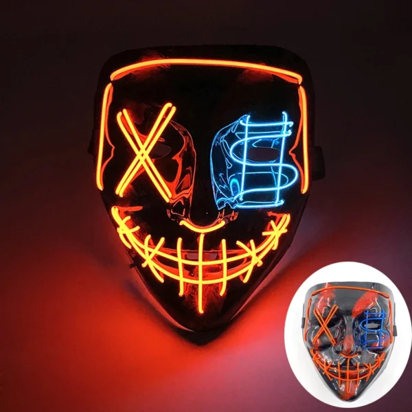 Máscara de purga luminosa LED assustadora sem fio Máscara de purga de horror de carnaval Máscara de festa de cosplay com iluminação neon Suprimentos para fantasias de festival - Image 16