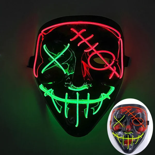 Máscara de purga luminosa LED assustadora sem fio Máscara de purga de horror de carnaval Máscara de festa de cosplay com iluminação neon Suprimentos para fantasias de festival - Image 31