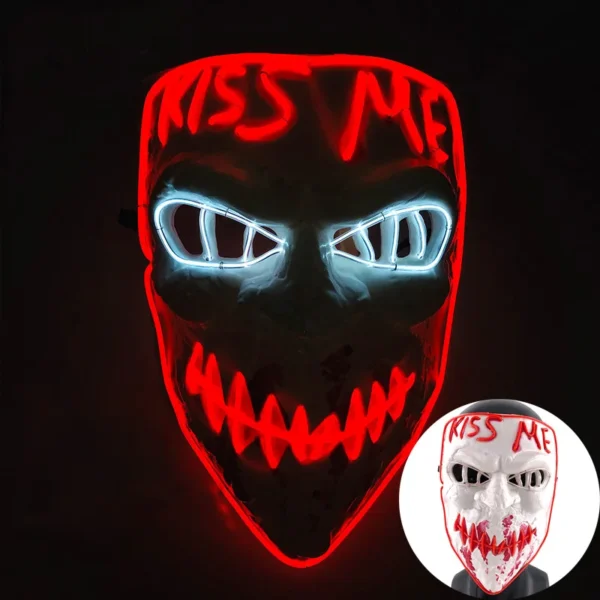 Máscara de purga luminosa LED assustadora sem fio Máscara de purga de horror de carnaval Máscara de festa de cosplay com iluminação neon Suprimentos para fantasias de festival - Image 32