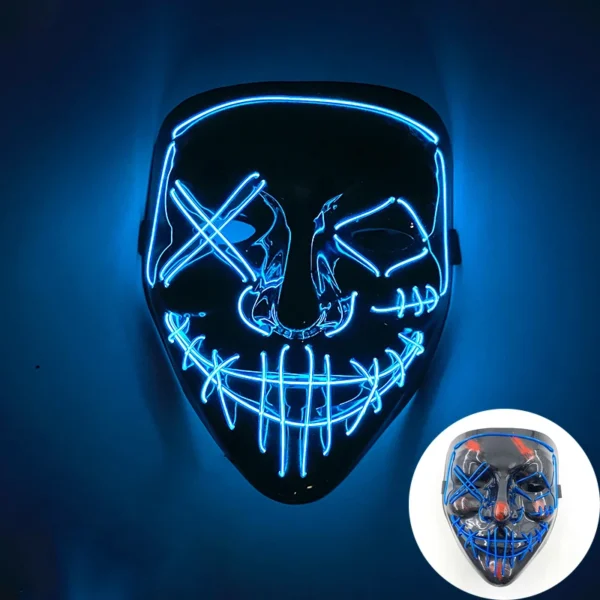 Máscara de purga luminosa LED assustadora sem fio Máscara de purga de horror de carnaval Máscara de festa de cosplay com iluminação neon Suprimentos para fantasias de festival - Image 20