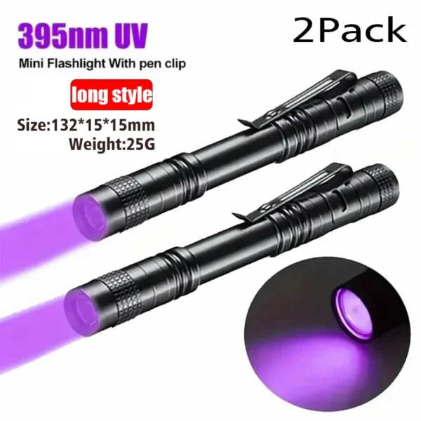 Lanterna UV 365nm Ultravioleta Tocha Com Caneta Clipe Portátil Pilhas AAA Usadas Luz Violeta Detector de Escorpião de Urina - Image 8