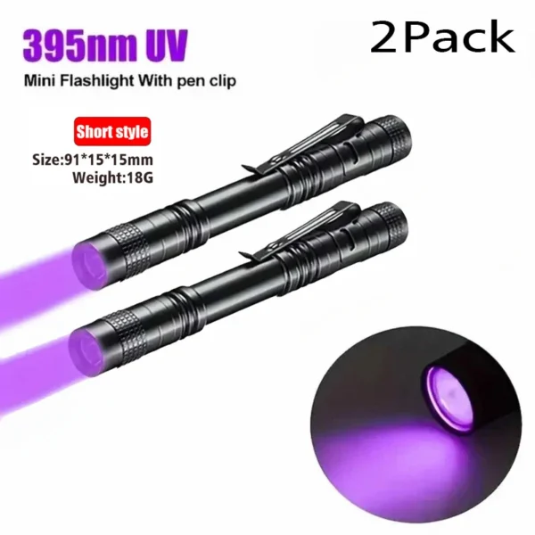 Lanterna UV 365nm Ultravioleta Tocha Com Caneta Clipe Portátil Pilhas AAA Usadas Luz Violeta Detector de Escorpião de Urina - Image 10